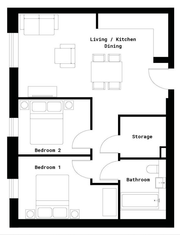 2 bed floorplan